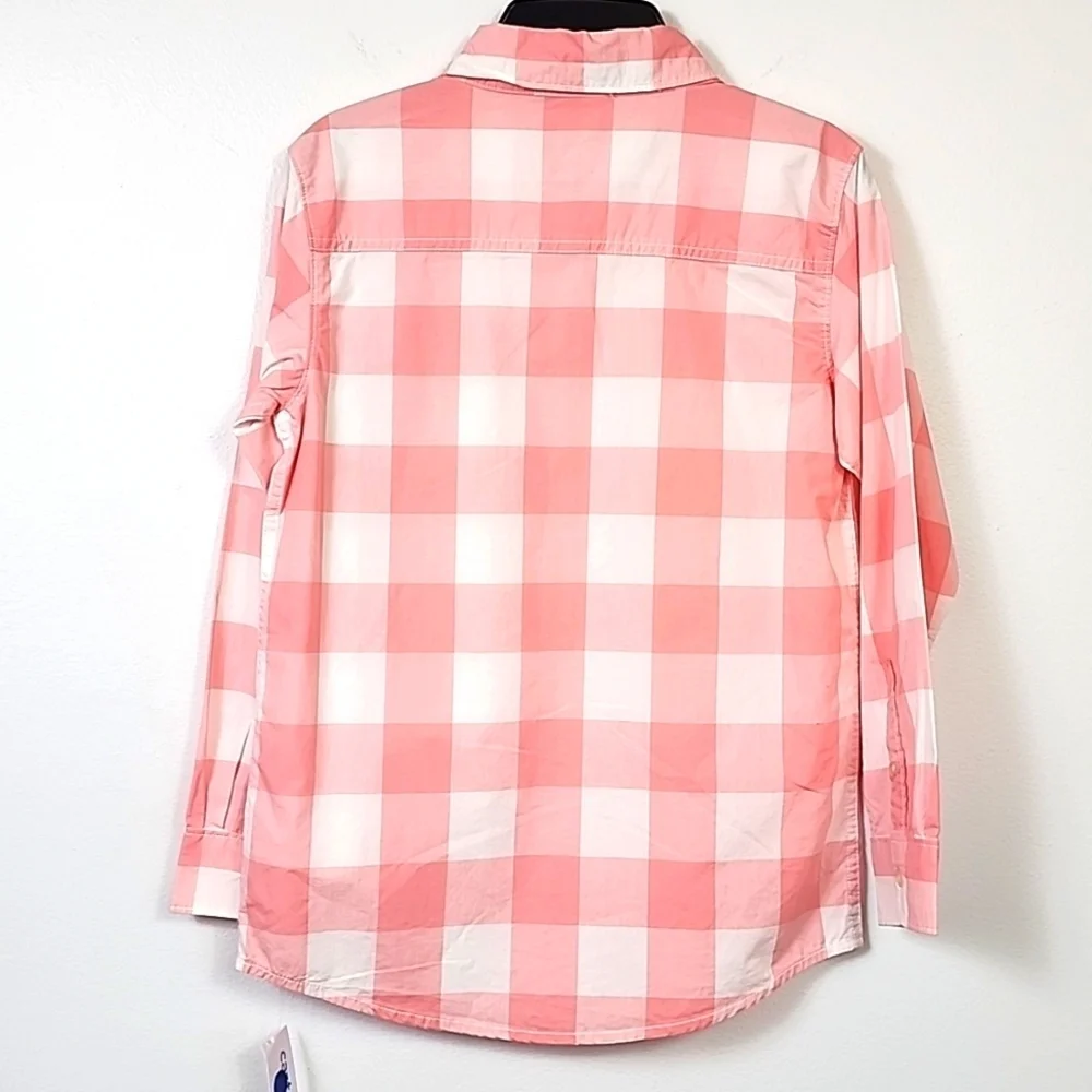 NWT Carter's Boy's Pink Checkered Kids Long Sleeve Button Front Shirt, sz 12-12A